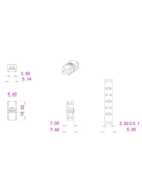 Connecteur CLIPO Bande-Bande 5mm 2 Pins IP20