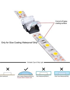 Connecteur CLIPO Bande-Bande 10mm 2 Pins IP65 2
