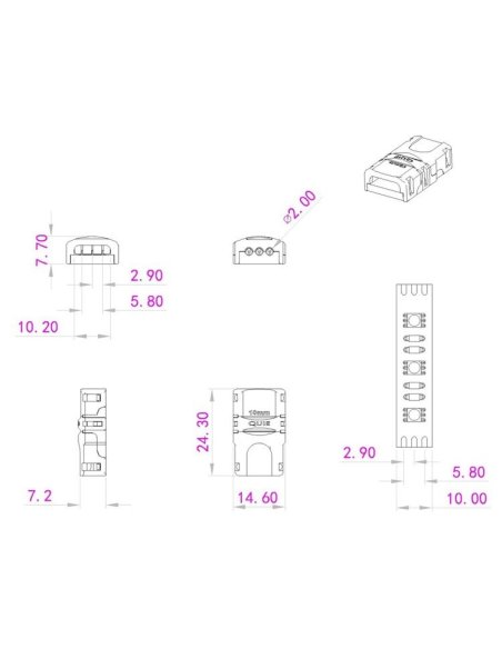 Connecteur CLIPO Câble-Bande 10mm 3 Pins IP20
