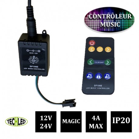 Contrôleur MUSIC pour bande RGB adressable + Télécommande RF