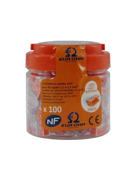 Connecteur Automatique Transp. 3 conducteurs (Boite de 100)