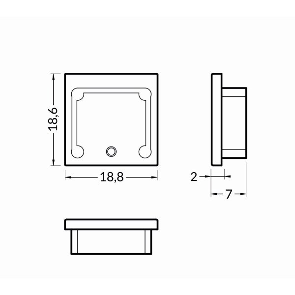 Terminaison Profilé LED FIN16 Noir (x2)