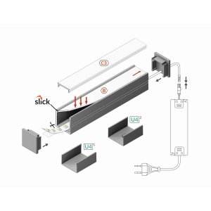 Profile LED Fin16 Aluminium Anodisé, Brut, Blanc, Noir 2