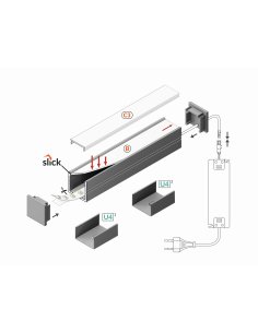 PROFILE LED FIN16 2000MM ALU BRUT* 2