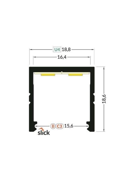 PROFILE LED FIN16 2000MM ALU BRUT*