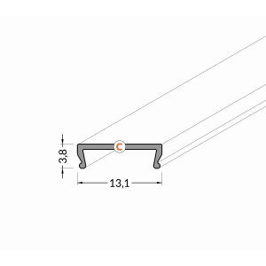 Diffuseur Type C CLIP 15,4MM NOIR 1000MM