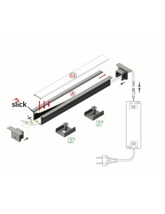 Profile LED Fin10-R Anodisé 1000mm 2