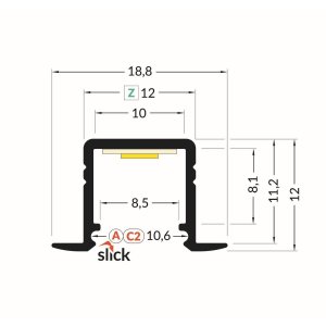 Profile LED Fin10-R Anodisé 1000mm