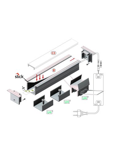 Profile LED Fin16-R Blanc 2000mm