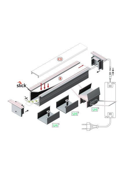 Profile LED Fin16-R Blanc 2000mm
