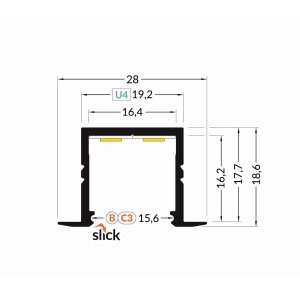 Profile LED Fin16-R Anodisé 1000mm