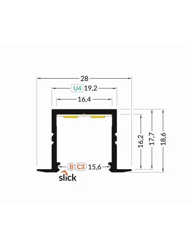 Profile LED Fin16-R Blanc 2000mm
