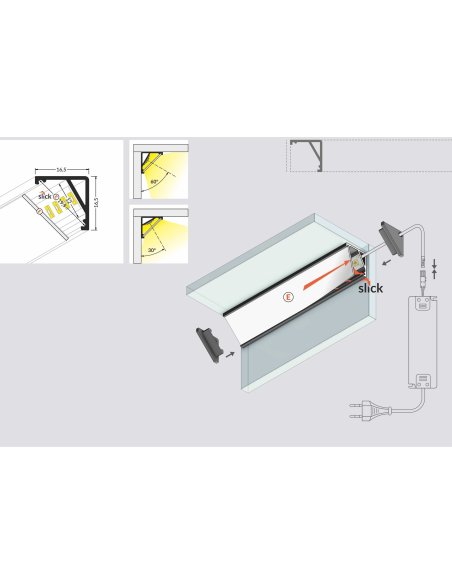 profile LED QUART-12E Anodisé 1000mm