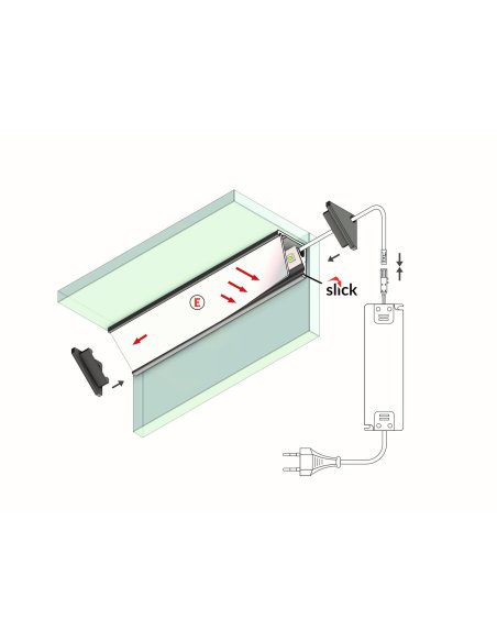 profile LED QUART-12E Anodisé 1000mm