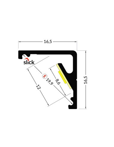 profile LED QUART-12E Anodisé 2000mm