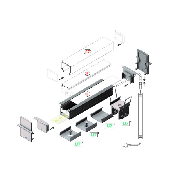 Profilé LUMI20-R Anodisé 1000mm