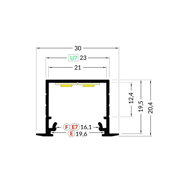 Profilé LUMI20-R Anodisé 1000mm