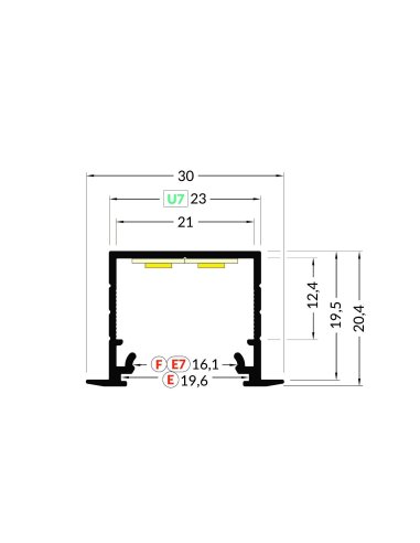 Profilé LUMI20-R Brut 1000mm