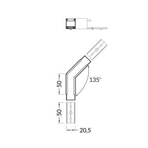 connecteur LUMI20 135 deg  Anodisé