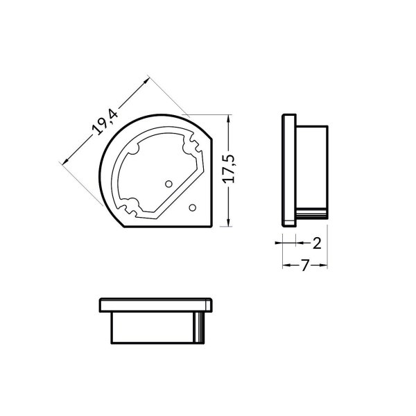 Terminaison profile LED QUART-10 Arrondi