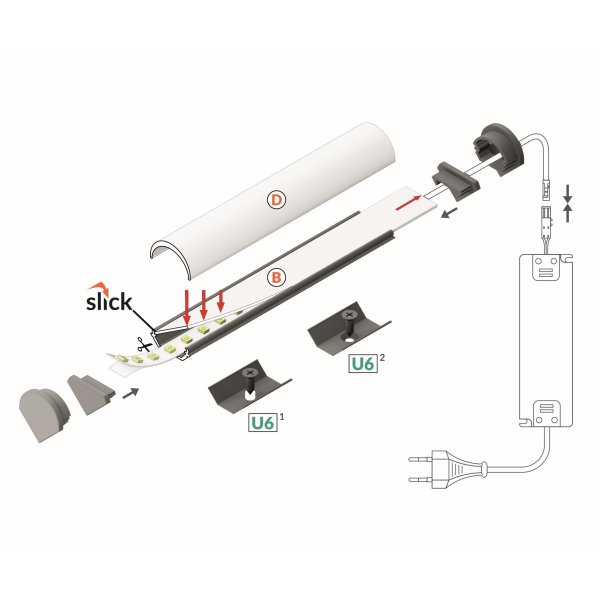 profile LED QUART-10 Anodisé 1000mm