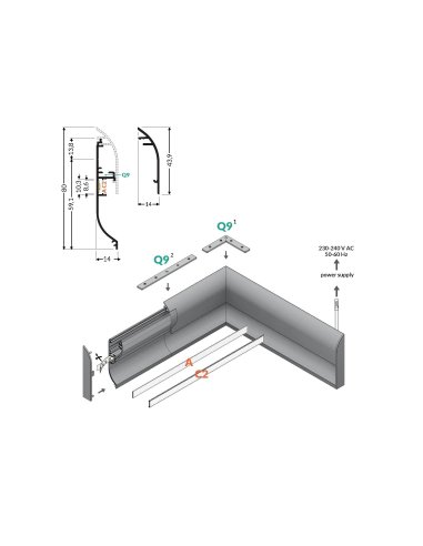 Profile LED Plinthe Blanc 2000mm