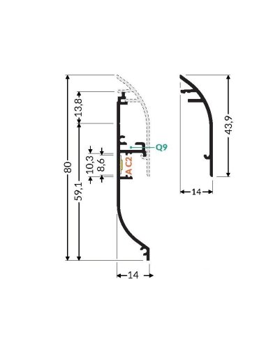 Profile LED Plinthe Blanc 2000mm