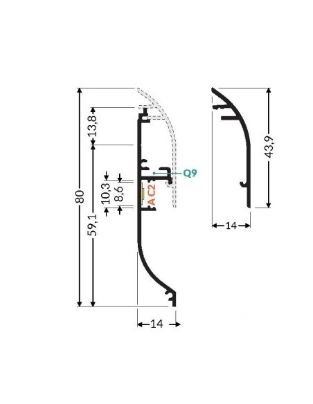 Profile LED Plinthe Blanc 2000mm
