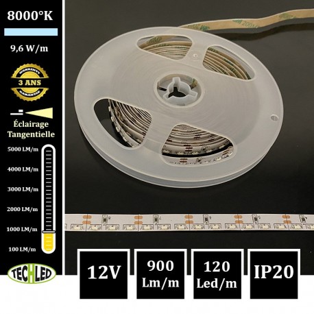 BANDE LED 12V Tangentielle - SMD335 - 120LEDs/m 9.6W/m 8000°K 5m IP20