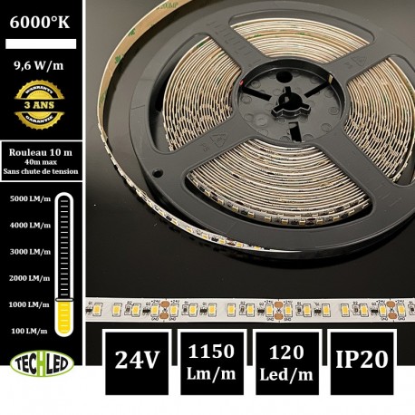 BANDE LED 24V SMD2835 120LEDs/m CC_Strip 9.6W/m 6000°K IP20 10m