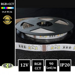 BANDE LED 12V - SMD5050+3528 - 90LEDs/m 14.4W/m CW + RGB + WW 5m IP20