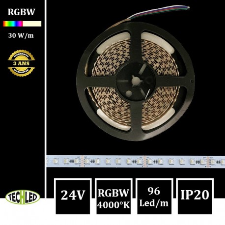 Bande LED 5050 96Led/m 30W/m 12mm 24V IP20 RGBW (4000K)