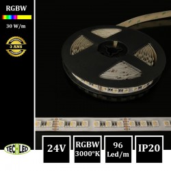 Bande LED 5050 96Led/m 30W/m 12mm 24V IP20 RGBW (3000K)