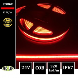 BANDE LED 24V COB 320LEDs/m 12W/m Rouge 5m IP67