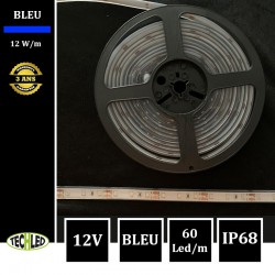 BANDE LED 12V - GAINE SILICONÉE - SMD2835 - 60LEDs/m 12W/m Bleu 5m IP68