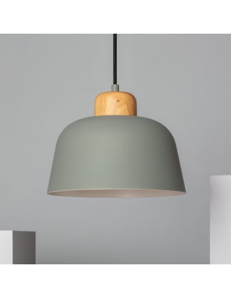 Suspension E27 Vert D'eau + Bois