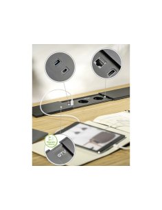 Boîte Extension Bureau Encastrée Rectangle Noir 2 prises + USB A+C + RJ45 + HDMI 2