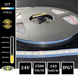 Bande LED 2216 240Led/m 15W/m 5/7mm 24V IP67 CCT