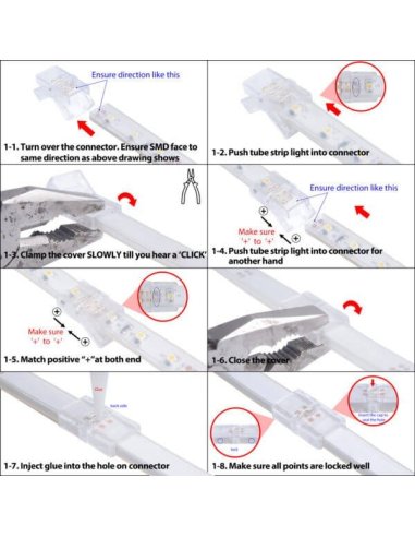 Connecteur CLIPO Bande-Bande 8/10mm 2 Pins IP67