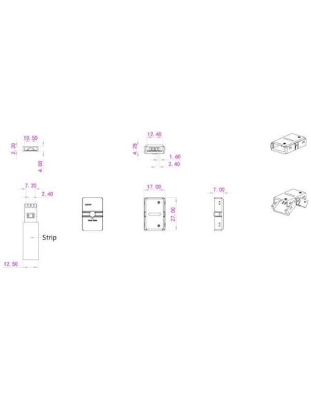Connecteur CLIPO Bande-Bande 10/12mm 4 Pins IP67