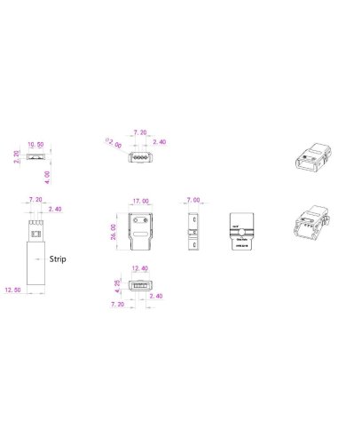Connecteur CLIPO Câble-Bande 10/12mm 4 Pins IP67