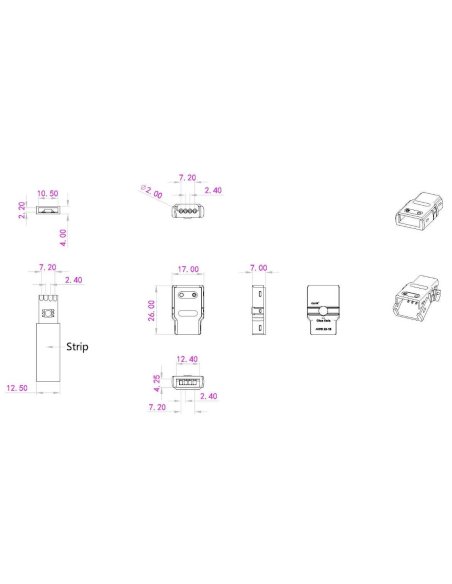 Connecteur CLIPO Câble-Bande 10/12mm 4 Pins IP67