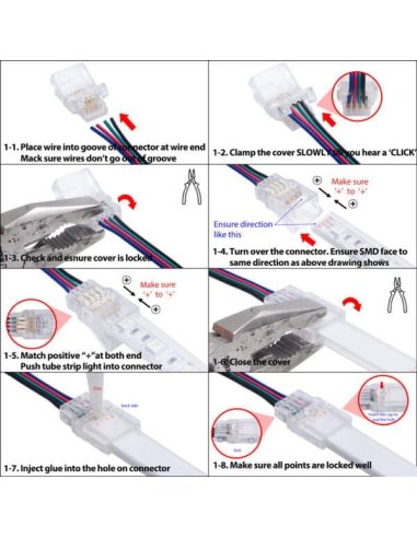 Connecteur CLIPO Câble-Bande 10/12mm 4 Pins IP67