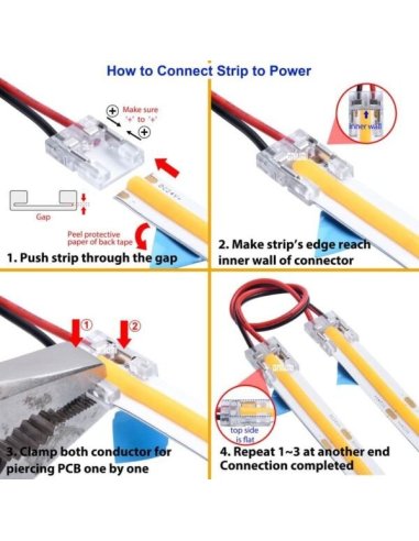 Connecteur CLIPO COB Câble 150mm-Bande 8mm HD 2 Pins IP20