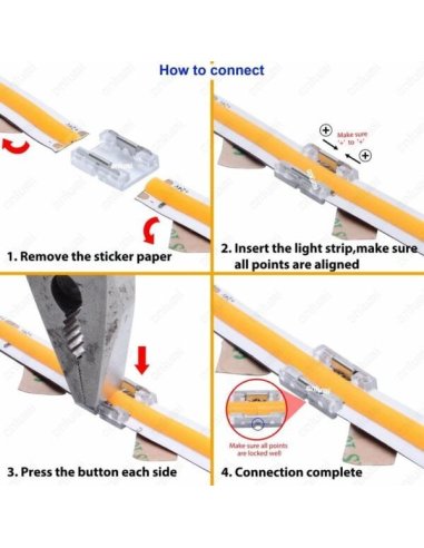 Connecteur CLIPO COB Bande-Bande 10mm HD 2 Pins IP20