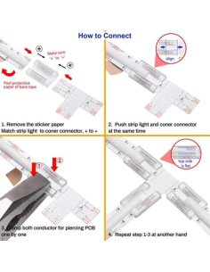 Connecteur T Shape 10mm 3/4 Pins COB a souder ou connecteur 2