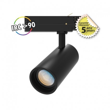 Spot LED sur Rail Noir 25W CCT IRC90 5ANS