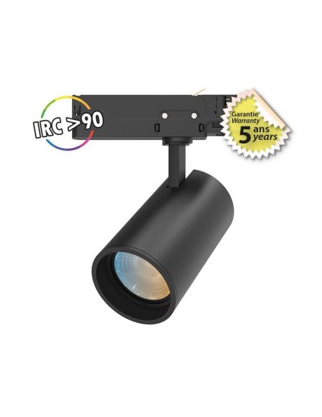 Spot LED sur Rail Noir 35W CCT IRC90 5ANS