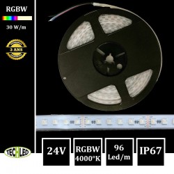 Bande LED 5050 96Led/m 30W/m 12/14mm 24V IP67 RGBW (4000K)