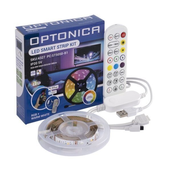 KIT TÉLÉ BANDE LED RGB + Blanc Chaud 5V IP20 2M 60 LEDS/M 6W Télécommande + Contrôleur + USB